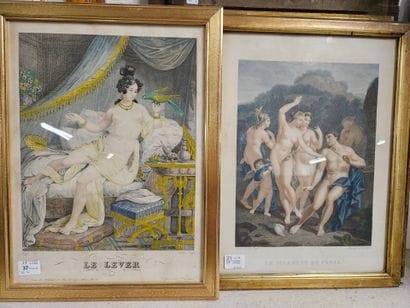 Lot including:
Two color prints: Le Jugement...
