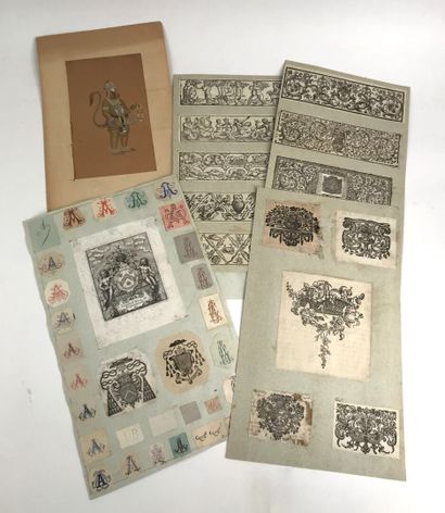 Batch of documents, engravings and decorative...