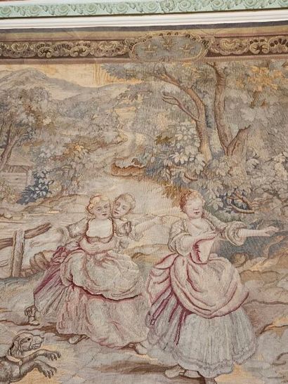 Tapestry in the Aubusson style with children...