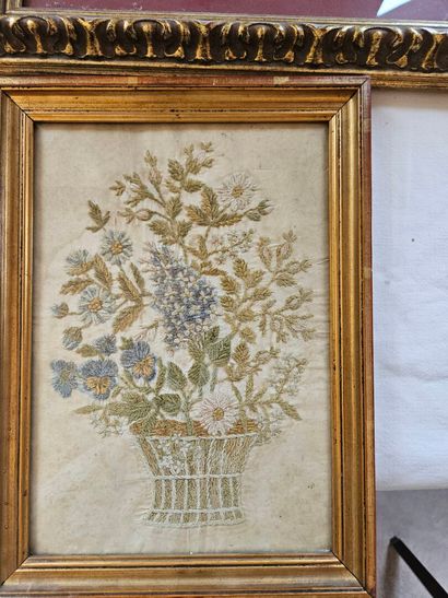 Lot of frames including embroidery depicting...