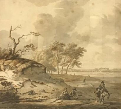 19th Century School
People in a landscape
Watercolor...