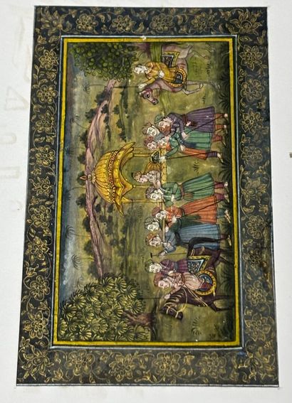 Set of ten Persian miniatures figures, hunting...