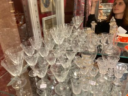 Half-crystal cut-glass set including 7 water...