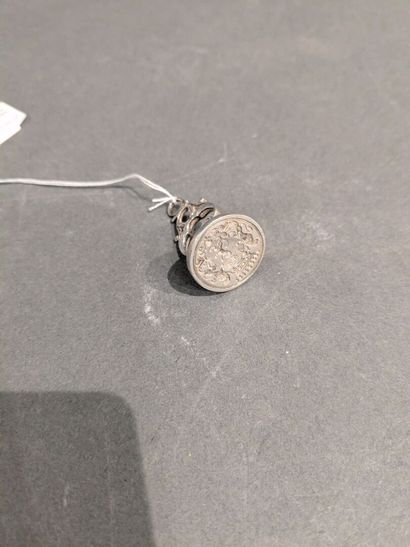 Silver seal engraved with a coat of arms...