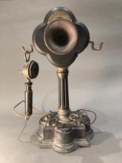 Large cast iron and metal cloverleaf telephone
Marked...