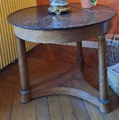 Round pedestal table in mahogany and mahogany...