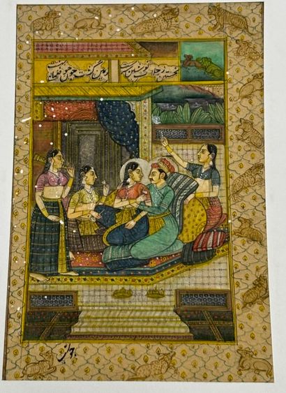 Set of ten Persian miniatures figures, hunting...
