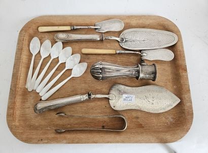 Lot including:
-Three serving cutlery sets,...