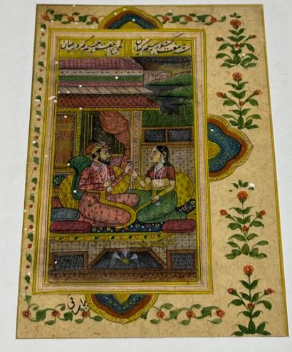 Set of ten Persian miniatures figures, hunting...