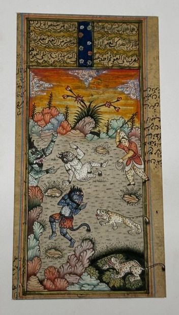 Set of ten Persian miniatures figures, hunting...