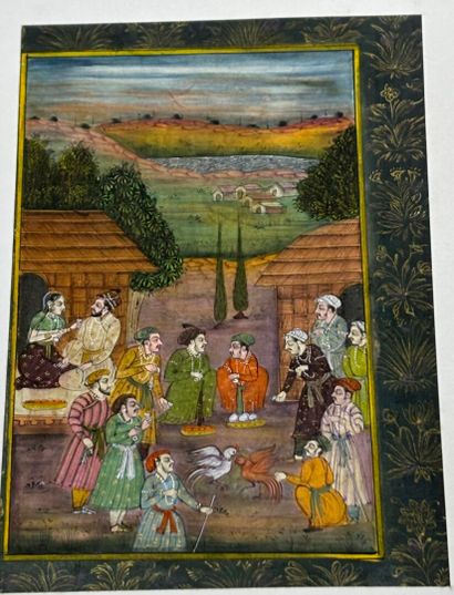 Set of ten Persian miniatures figures, hunting...