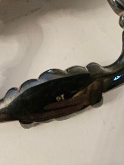 Large serving tray with two handles in silver-plated...