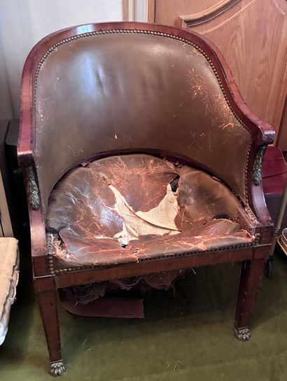 Empire style mahogany veneered gondola desk...