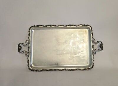 Serving tray with two handles in silver-plated...