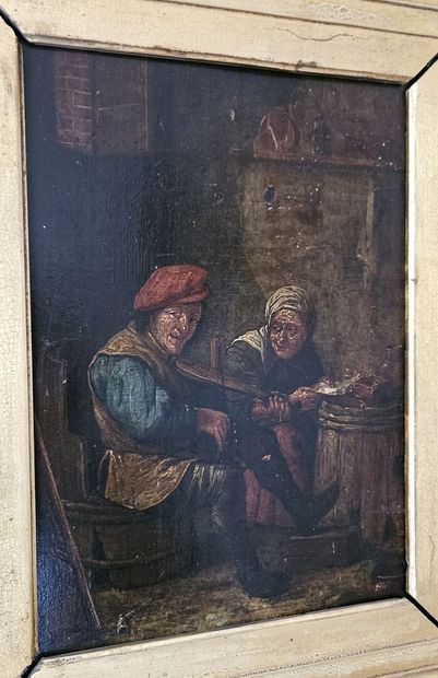 Dutch school, 19th century
Tavern scene
Oil...