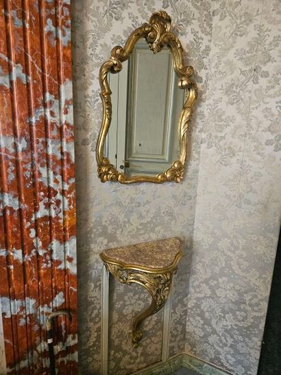 Three contoured mirrors and a pair of Louis...