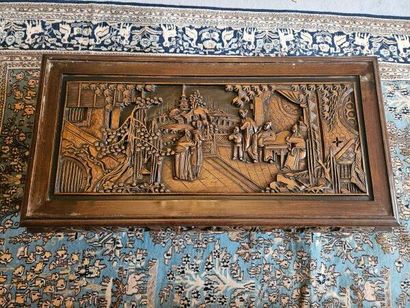 CHINA
Wooden coffee table carved with palace...
