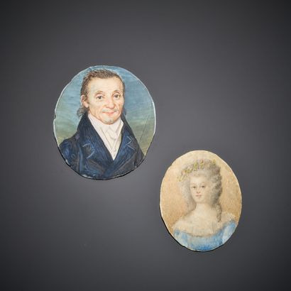 Two oval miniatures, unframed, depicting...
