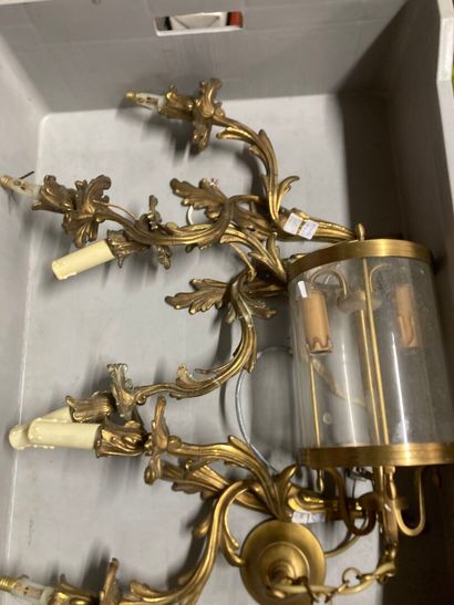 Suite of three Louis XV style ormolu sconces...