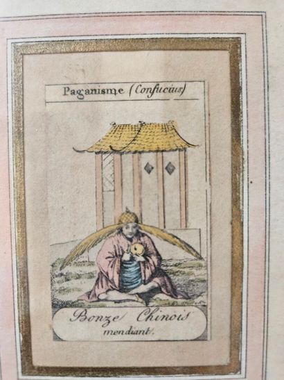 Set of 20 colorful engraved vignettes on...