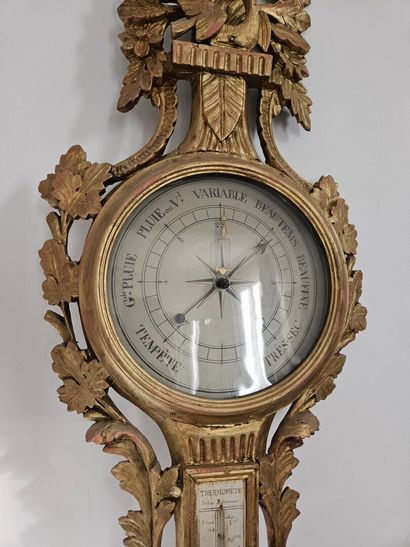 Réaumur barometer-thermometer in carved and...