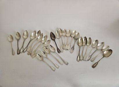 Twenty-six silver coffee spoons 1st grade...