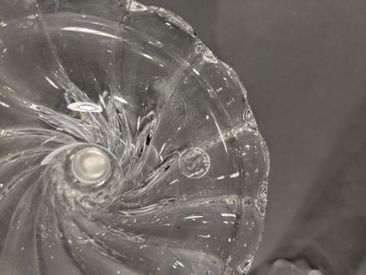 BACCARAT
Moulded crystal candle jar engraved...