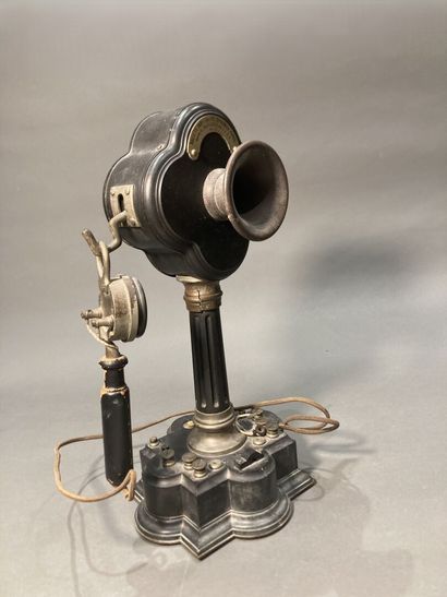 Large cast iron and metal cloverleaf telephone
Marked...