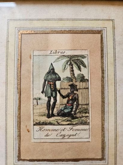 Set of 20 colorful engraved vignettes on...