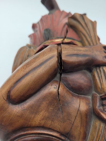 CHINA
Wooden sculpture of Lohan, wearing...