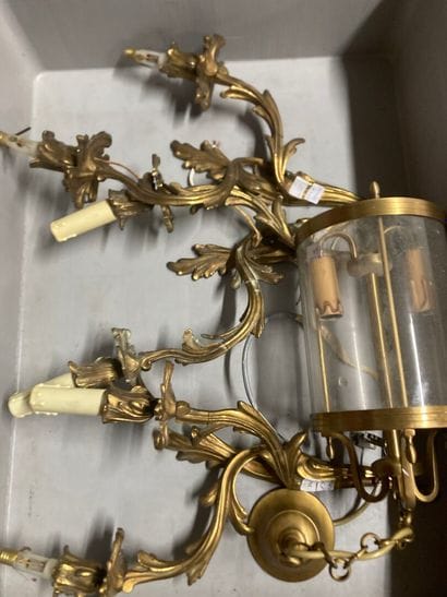 Suite of three Louis XV style ormolu sconces...