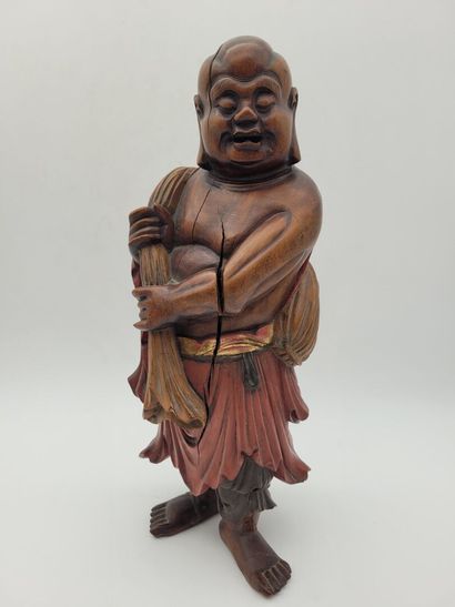 CHINA
Wooden sculpture of Lohan, wearing...