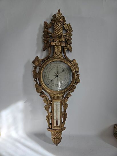 Réaumur barometer-thermometer in carved and...