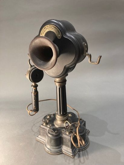 Large cast iron and metal cloverleaf telephone
Marked...