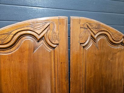 Pair of molded and carved fruitwood doors...