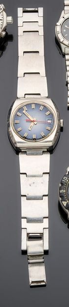 Steel tonneau-shaped wristwatch, iridescent...