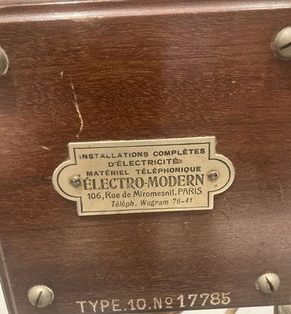 Mahogany and metal telephone, Eurieult type...