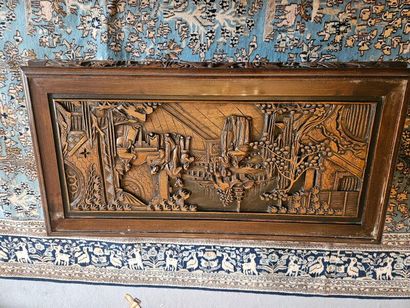 CHINA
Wooden coffee table carved with palace...