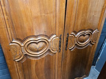 Pair of molded and carved fruitwood doors...