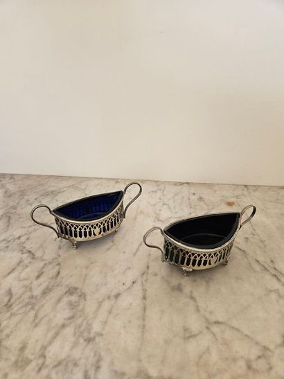 Pair of 950‰ 1st-rate silver salt cellars,...