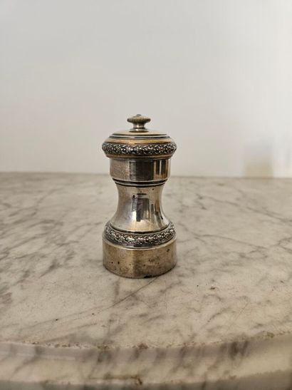 Pepper mill, sheathed in silver 1st grade...