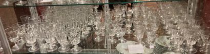 Set of crystal glasses with faceted channels,...
