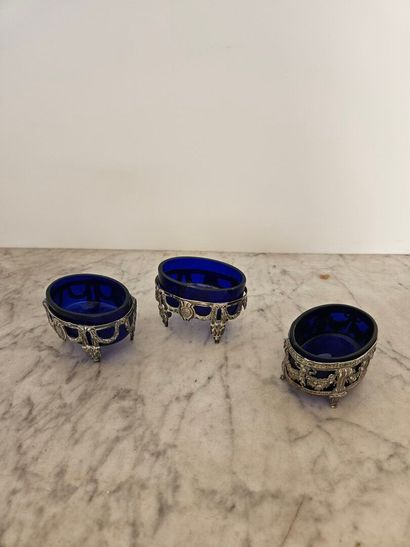 Pair of 950‰ 1er titre silver salt cellars,...