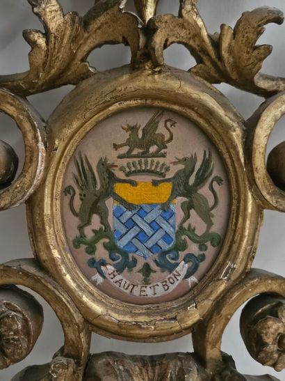Rocaille-style wood and gilded stucco frame...