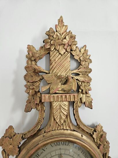 Réaumur barometer-thermometer in carved and...