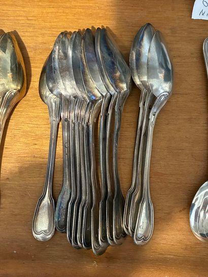 Thirteen silver coffee spoons 1er titre 950‰,...