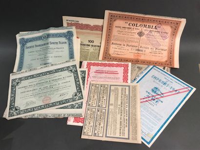 Batch of shares and paper money