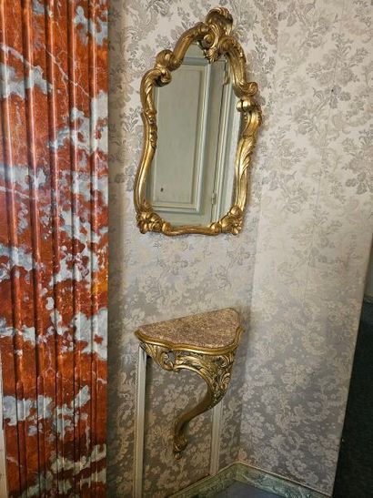 Three contoured mirrors and a pair of Louis...