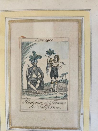 Set of 20 colorful engraved vignettes on...
