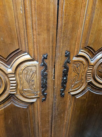 Pair of molded and carved fruitwood doors...